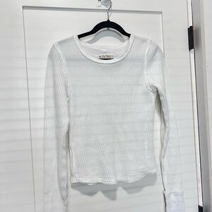 We The Free White Waffle Knit Long Sleeve Top